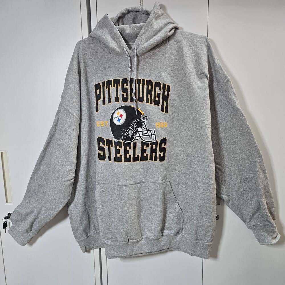 NFL Pittsburgh Steelers Gray Pullover Hoodie NWT